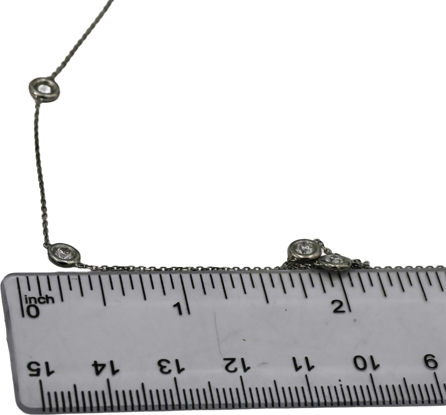 Platinum Round Bezel Set Diamond By The Yard Necklace 0.50CT 10 Pieces