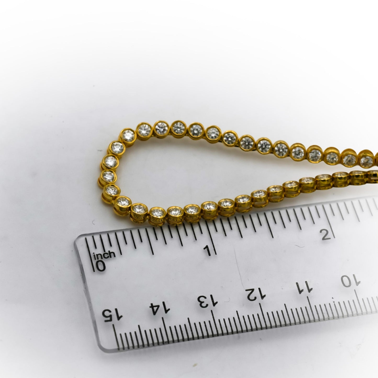 14k Yellow Gold VS Round Bezel Set Diamond Tennis Necklace 9.95CT 123 Pieces