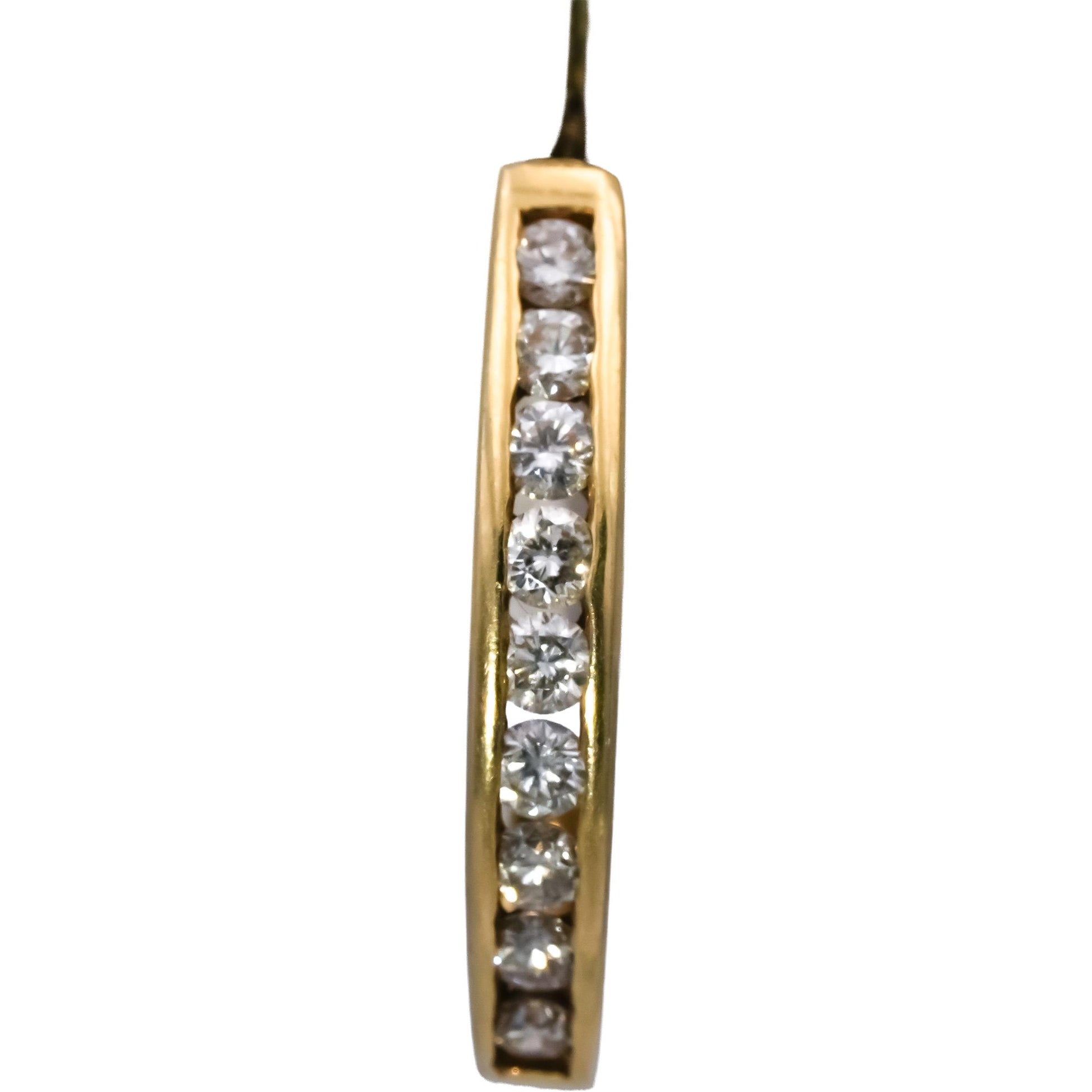 14k Yellow Gold VS Round Channel Set Diamond Curved Screw Back Earrings 0.55CT