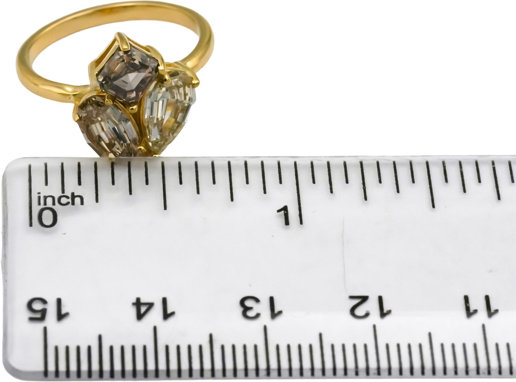 14k Yellow Gold VS Mixed Cuts Diamond Cocktail Ring 3.10CT Size 6.5