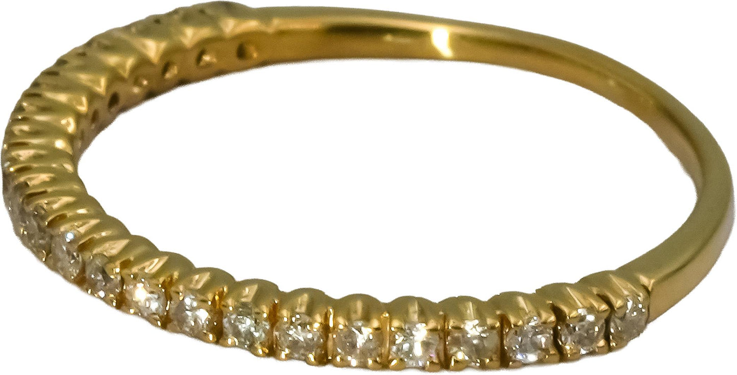 14k Yellow Gold VS Round Diamond Half Eternity Band Ring 0.25CT Size 6.75
