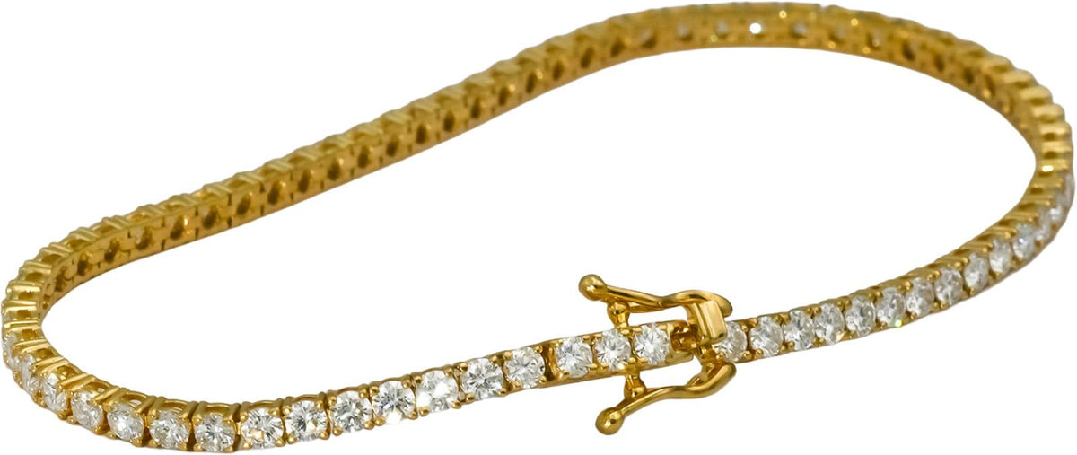 14k Yellow Gold VS1-VS2/D-F Lab-Grown Diamond Tennis Bracelet 3.49CT