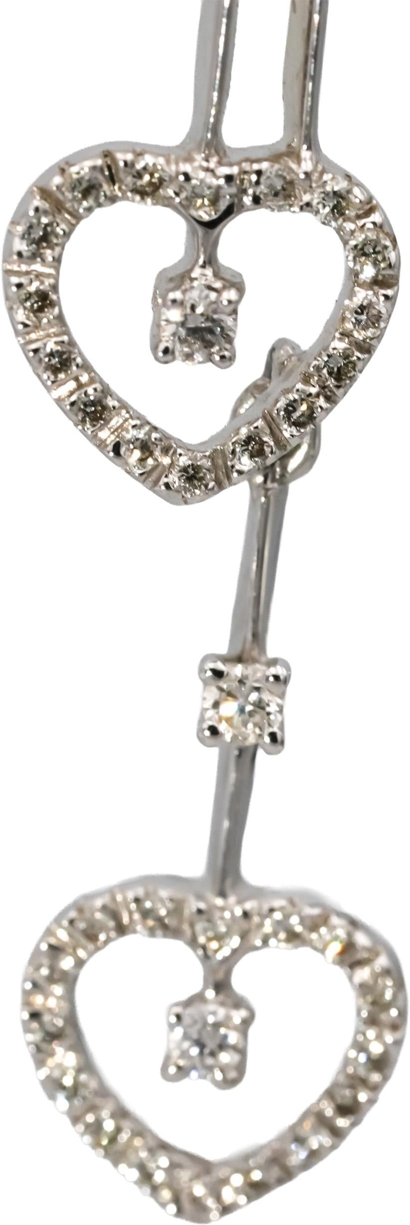 18k White Gold VS Round Diamond Heart Dangle Drop Earrings 0.50CT