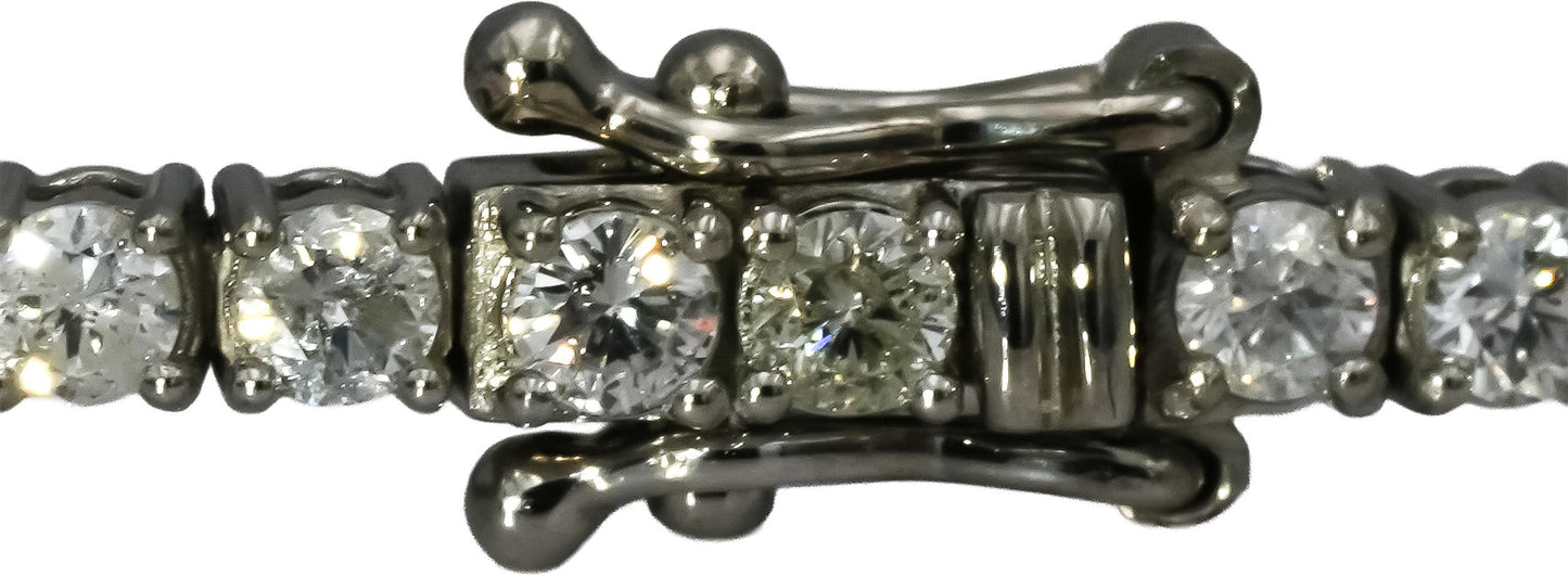 Platinum Round Cut Diamond Tennis Bracelet 3.35CT