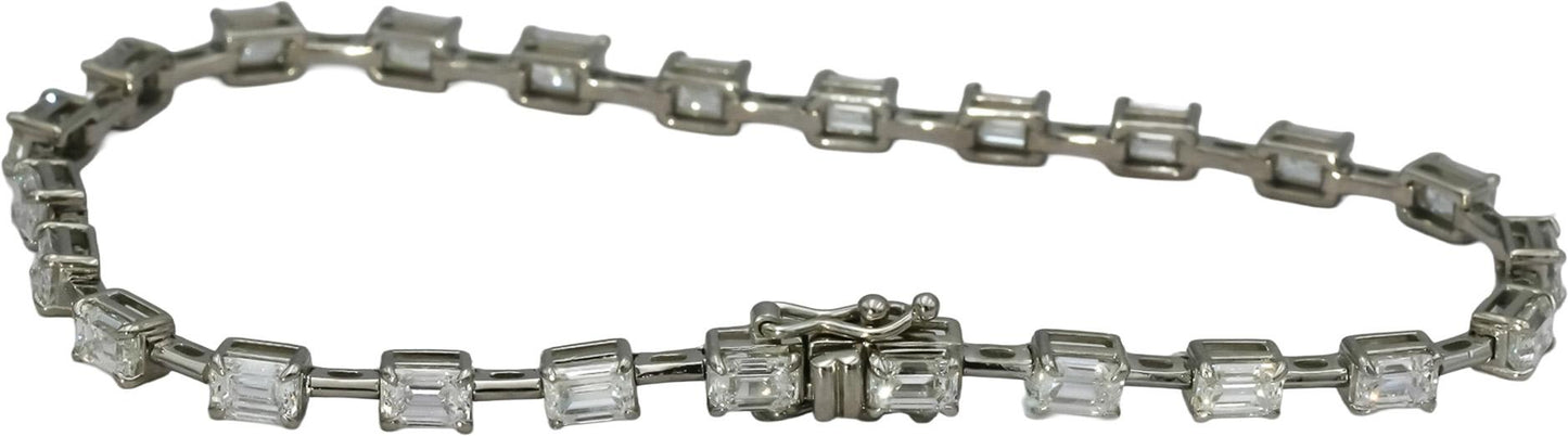 Platinum VS Emerald Cut Diamond Line Bracelet 5.46CT