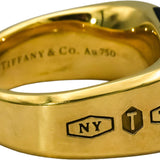 TIFFANY & CO. 18k Yellow Gold 1837 Makers Black Onyx Signet Men's Ring Size 13.5