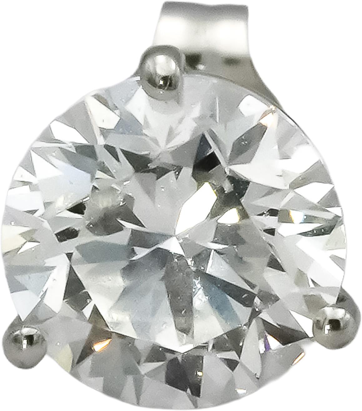 14k White Gold VS Round Lab-Grown Diamond Martini Setting Stud Earrings 3.11CT