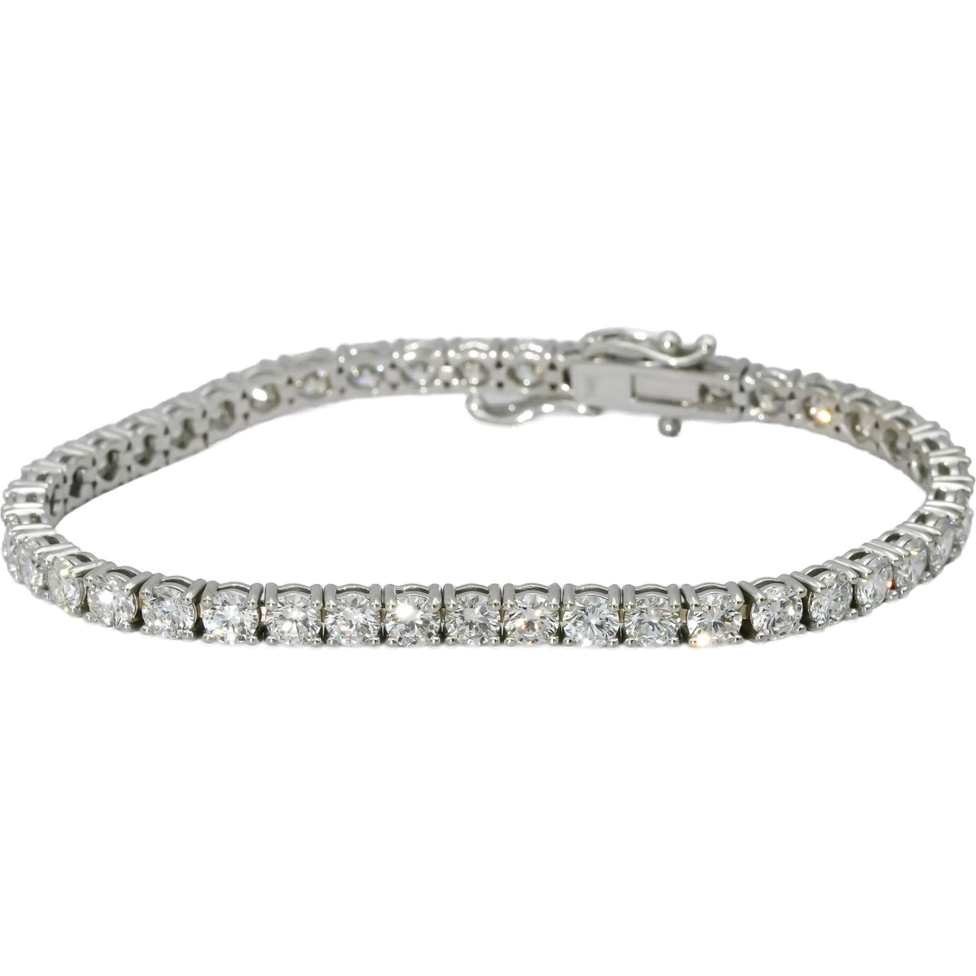 14k White Gold VS Round Lab-Grown Diamond Tennis Bracelet 9.31CT