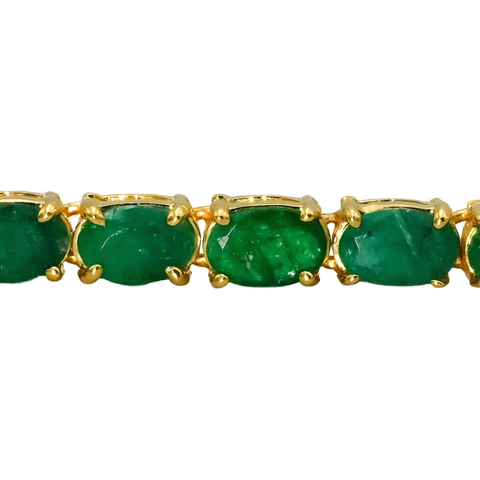 14k Yellow Gold Oval Cut Emerald Tennis Bracelet 11.50CT