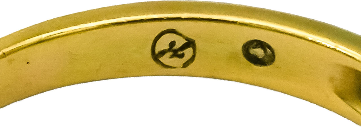 HIDALGO 18k Yellow Gold Blue Enamel Band Ring Size 6.25