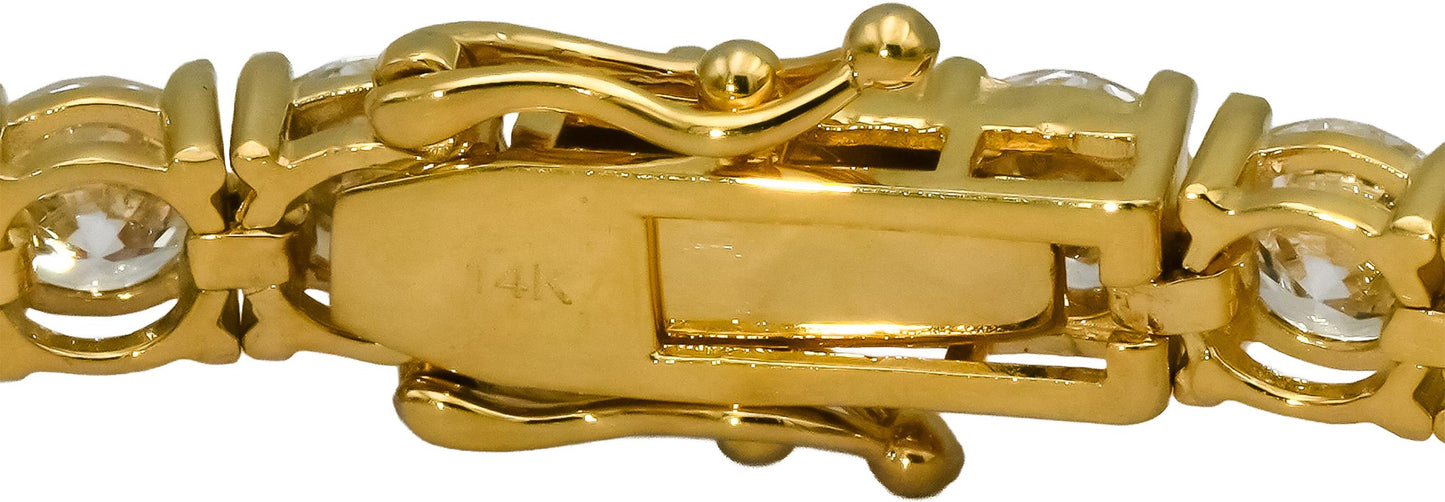 14k Yellow Gold VS Round Lab-Grown Diamond Tennis Bracelet 15.21CT