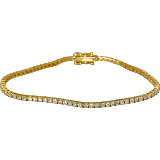 14k Yellow Gold VS Round Diamond Tennis Bracelet 1.80CT