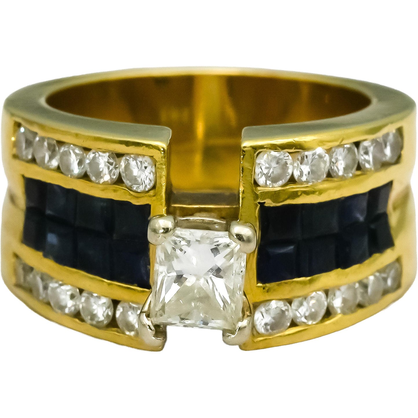 18k Yellow Gold VS diamond and Sapphire Cocktail Ring 2.50CT w/ .50CT Center
