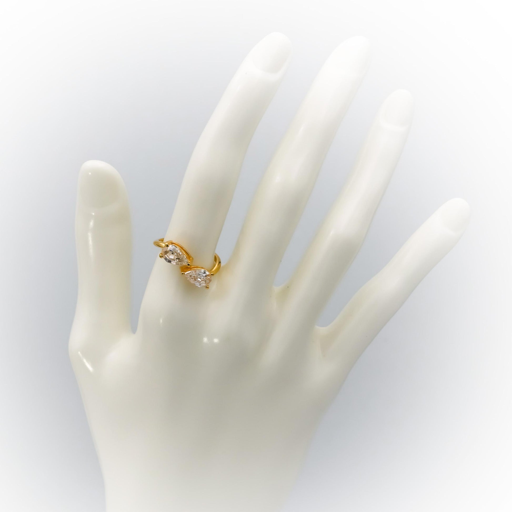 18k Yellow Gold VS Pear Step Cut Diamond Bypass Ring 2.02CT Size 6.5