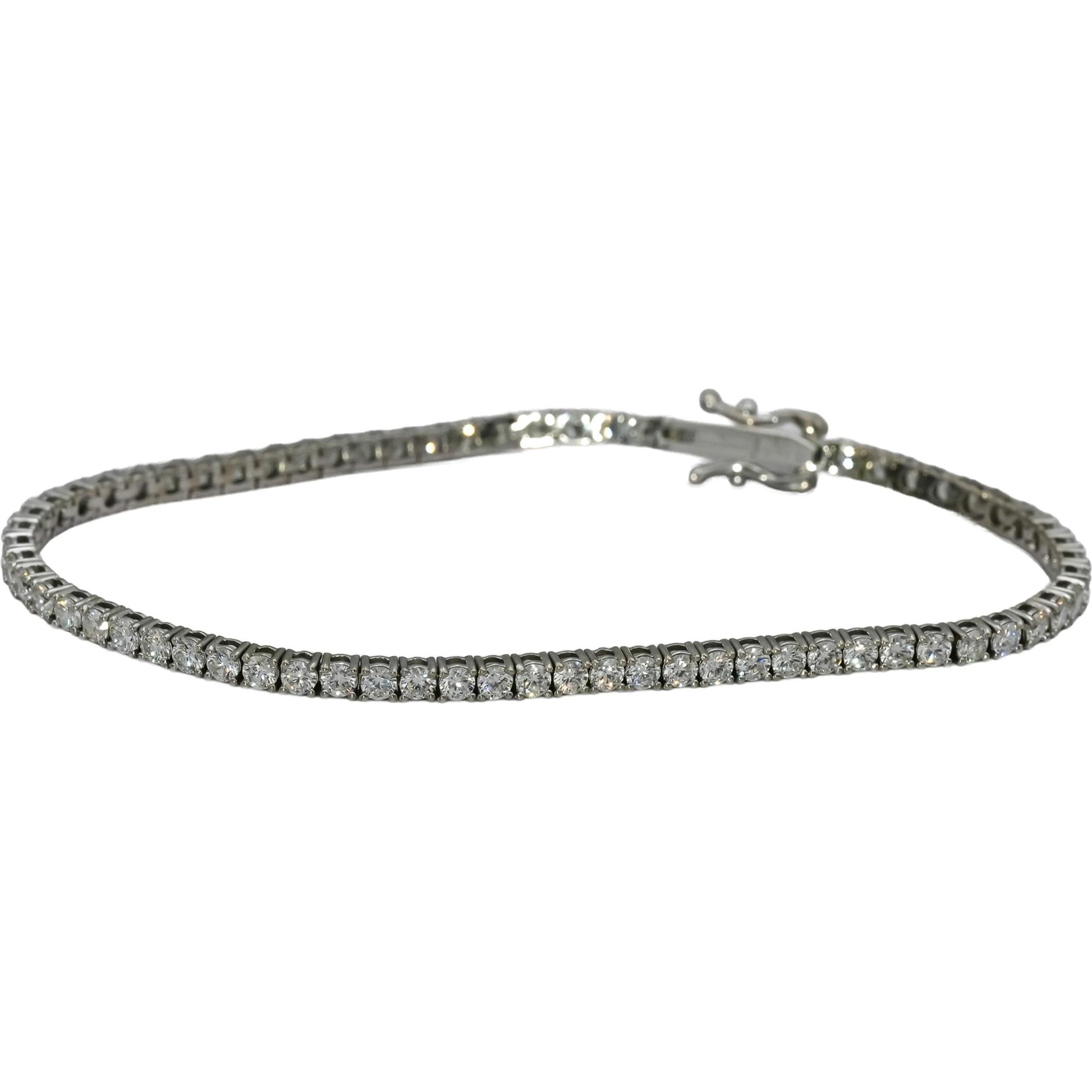 14k White Gold VS Round Natural Diamond Tennis Bracelet 3.51CT