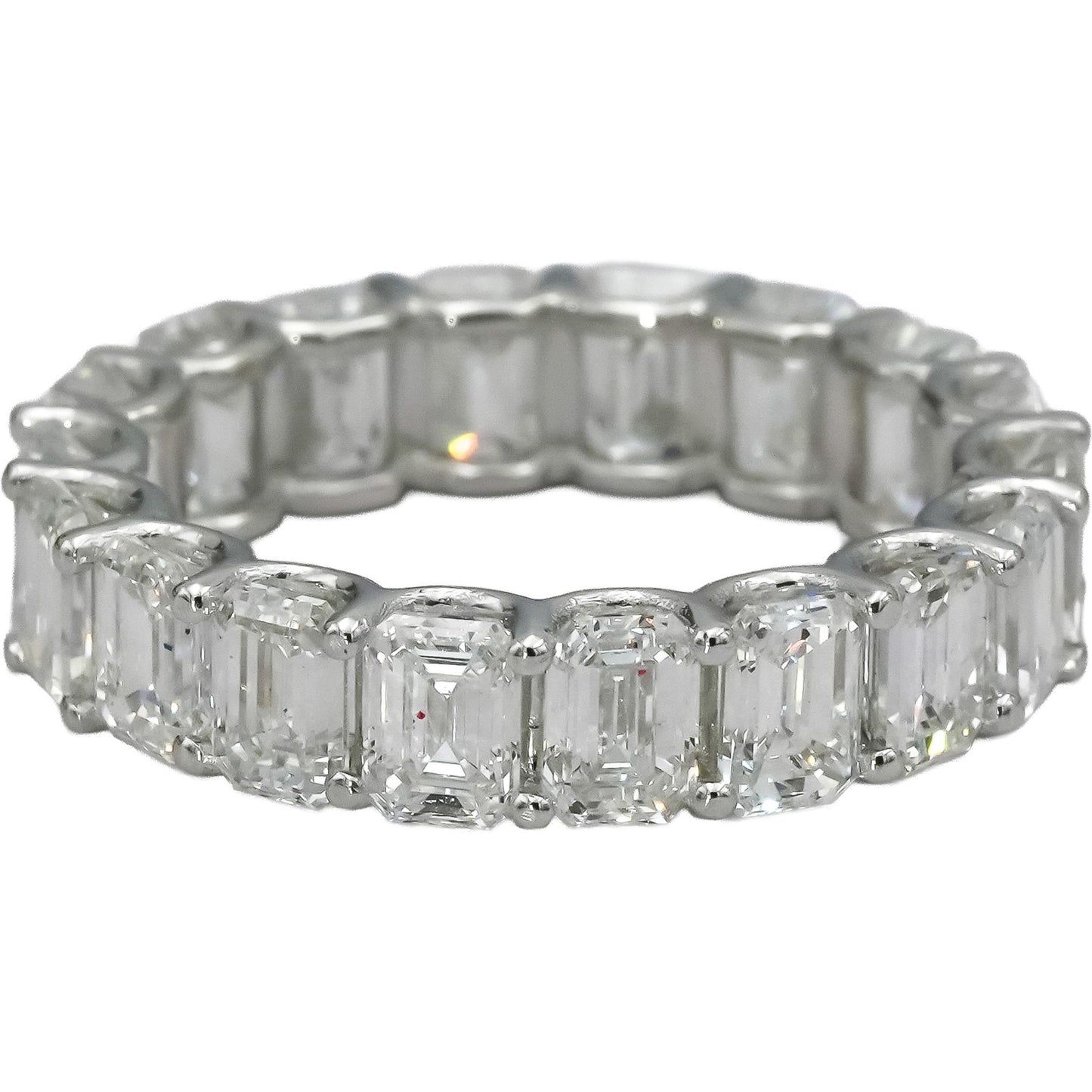 18k White Gold VS Emerald Cut Diamond Eternity Band Ring 6.89CT Size 7.25
