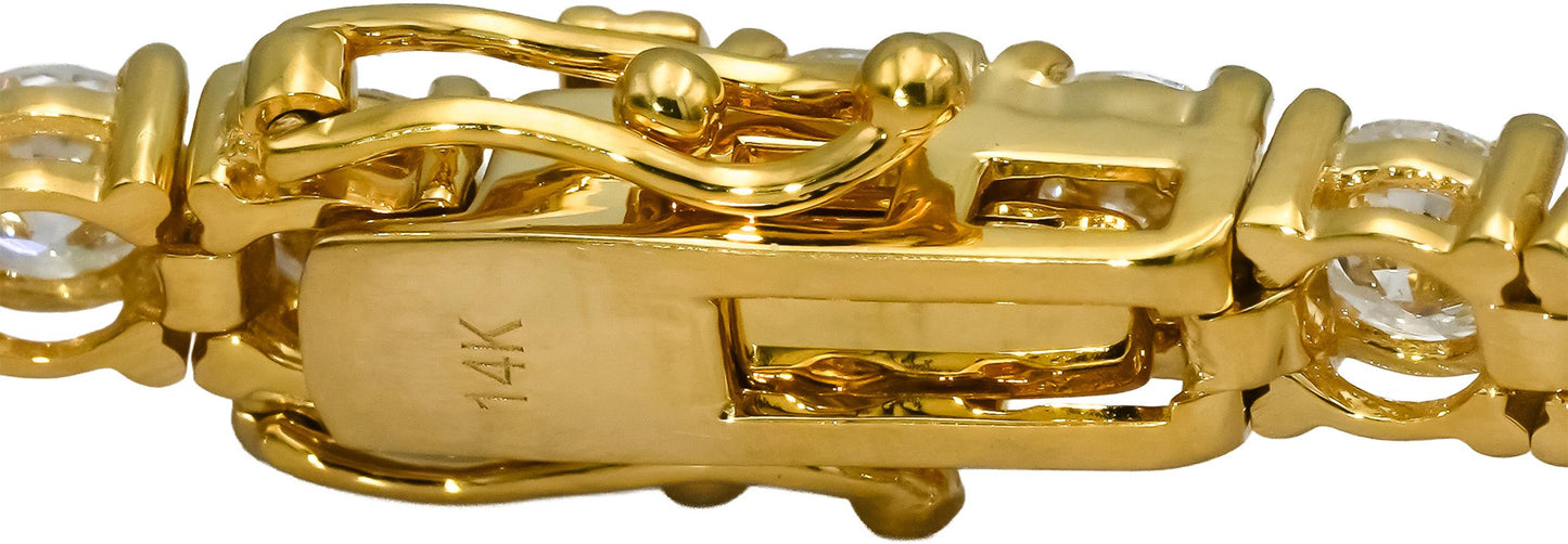 14k Yellow Gold VS Round Lab-Grown Diamond Tennis Bracelet 8.76CT