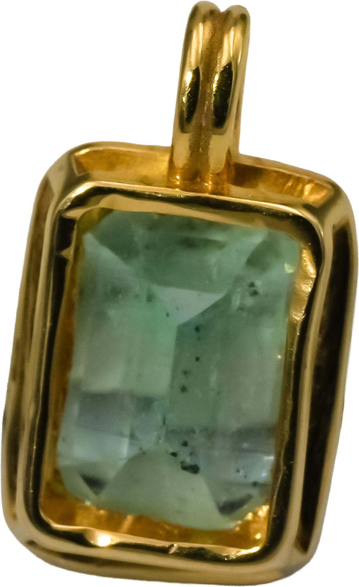 14k Yellow Gold Emerald Solitaire Pendant 1.50CT