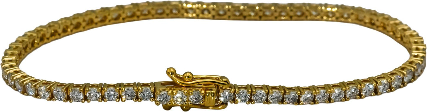 14k Yellow Gold VS Round Lab-Grown Diamond Tennis Bracelet 3.51CT
