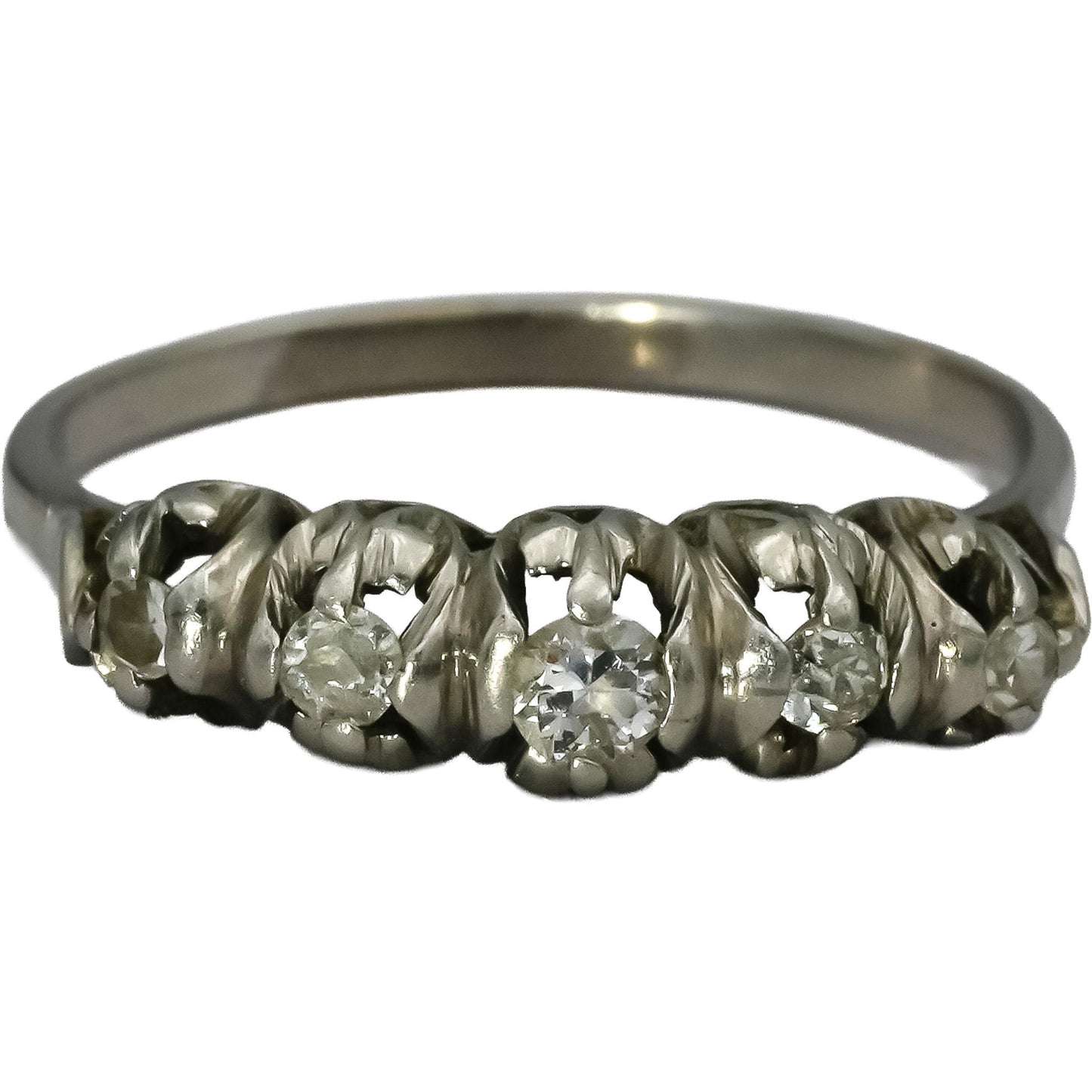 Vintage Antique Platinum Single And Euro Cut Diamond Band Ring 0.25CT Size 6.5