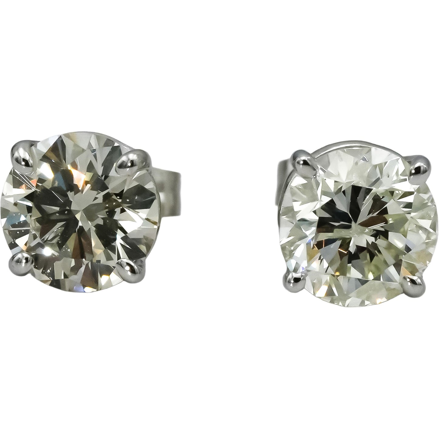 14k White Gold VS Round Cut Diamond Stud Earrings 2.31CT