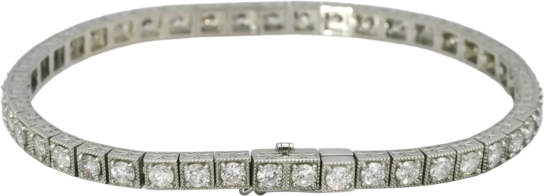 Platinum Round Natural Diamond Fancy Link Bracelet 4.65CT