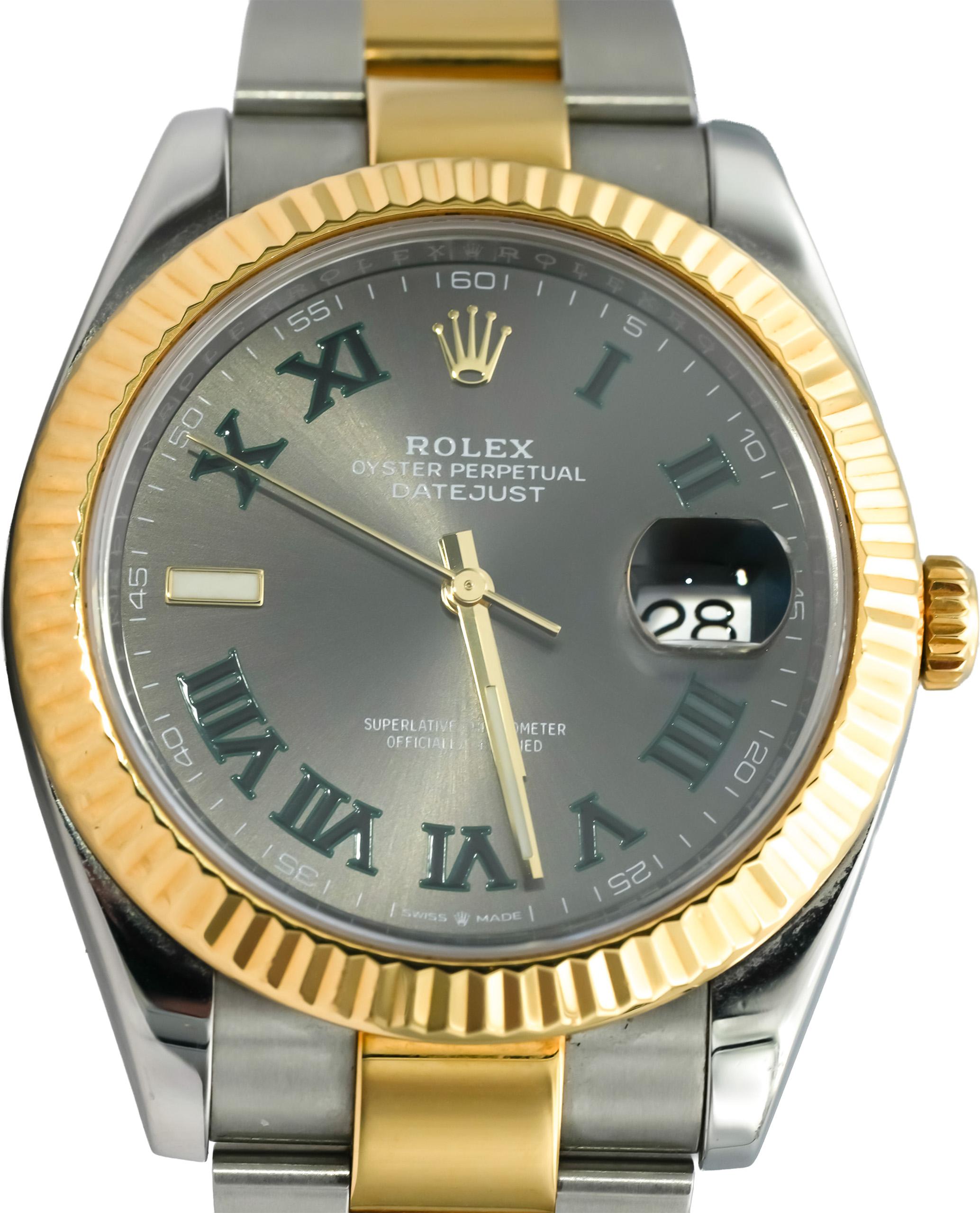 ROLEX Stainless Steel 18k Gold Datejust 41 "Wimbledon" Dial Watch Ref 126333