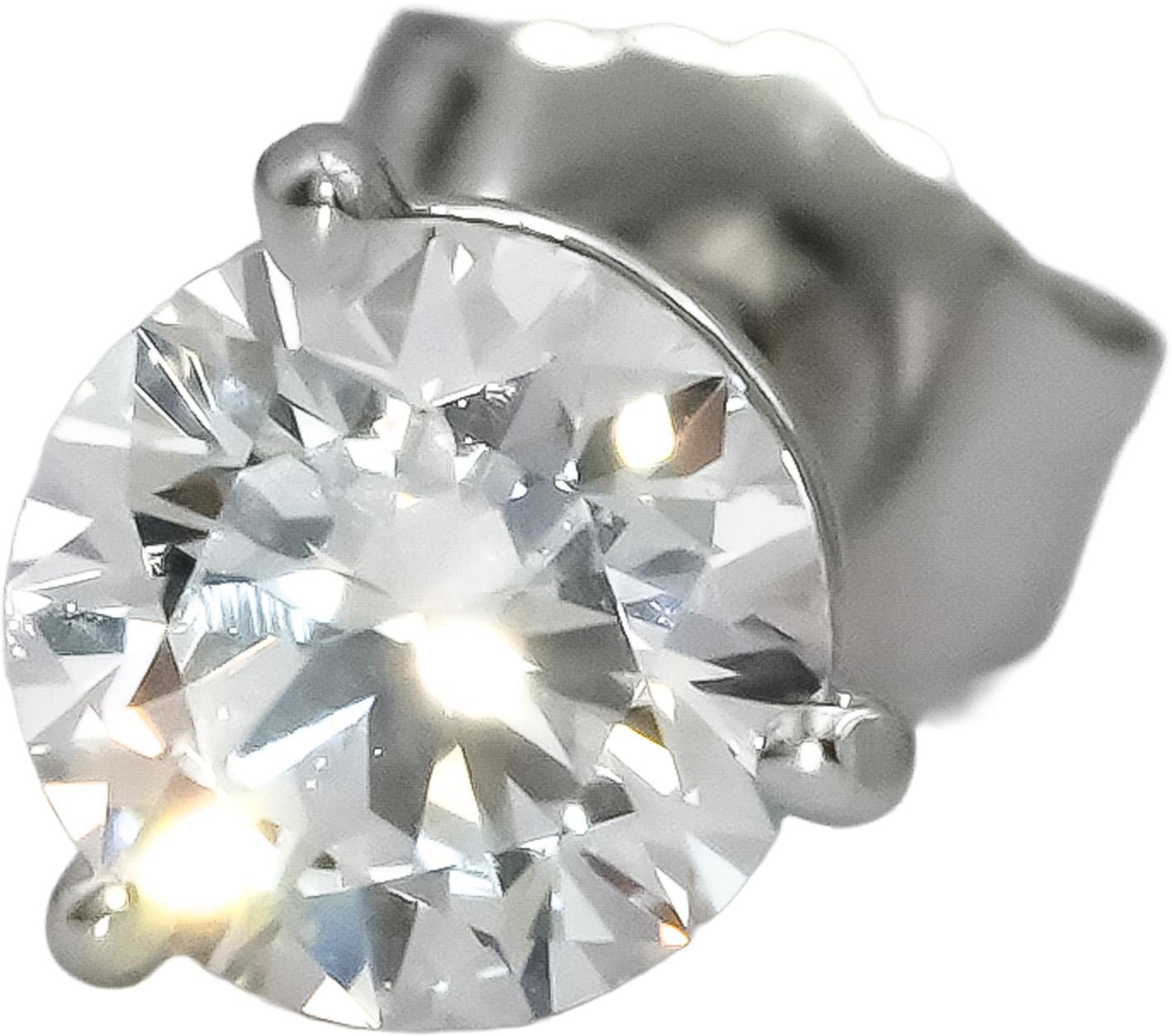 14k White Gold VS Round Lab-Grown Diamond Stud Earrings 1.0CT