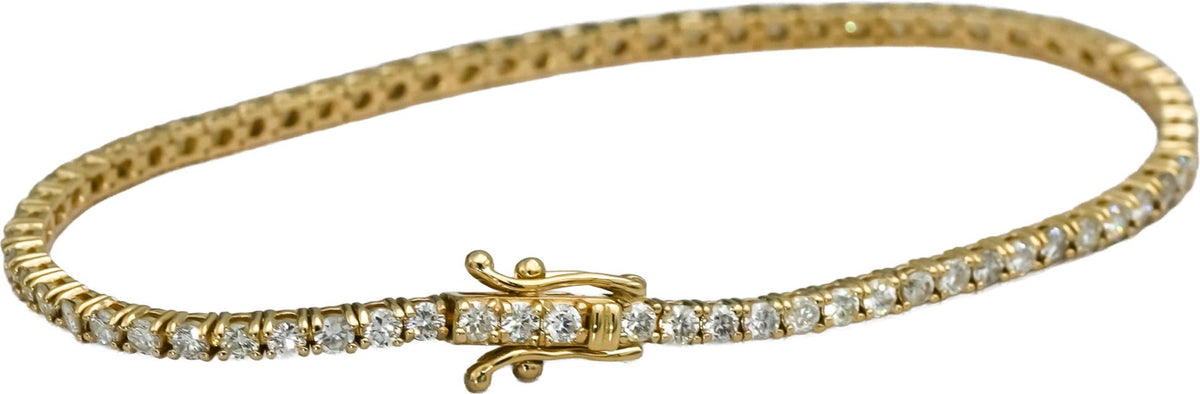 14k Yellow Gold Round Natural Diamond Tennis Bracelet 3.15CT