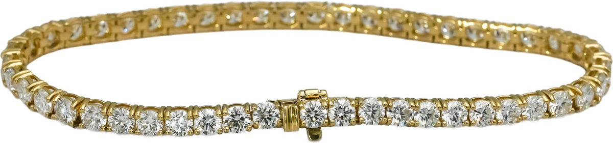 14k Yellow Gold VS Round Lab-Grown Diamond Tennis Bracelet 8.20CT