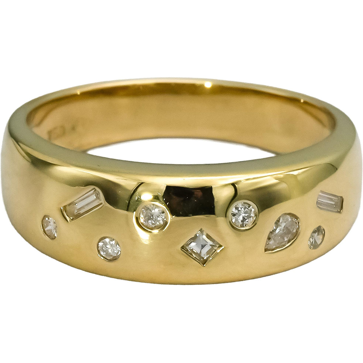 18k Yellow Gold VS Mixed Cut Flush Set Diamond Band Ring 0.25CT Size 6