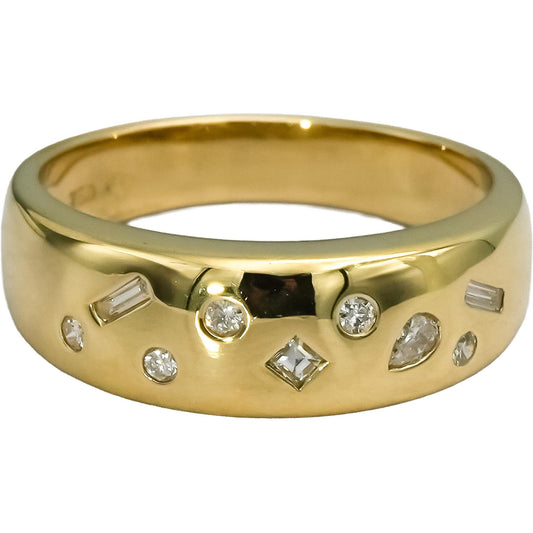 18k Yellow Gold VS Mixed Cut Flush Set Diamond Band Ring 0.25CT Size 6