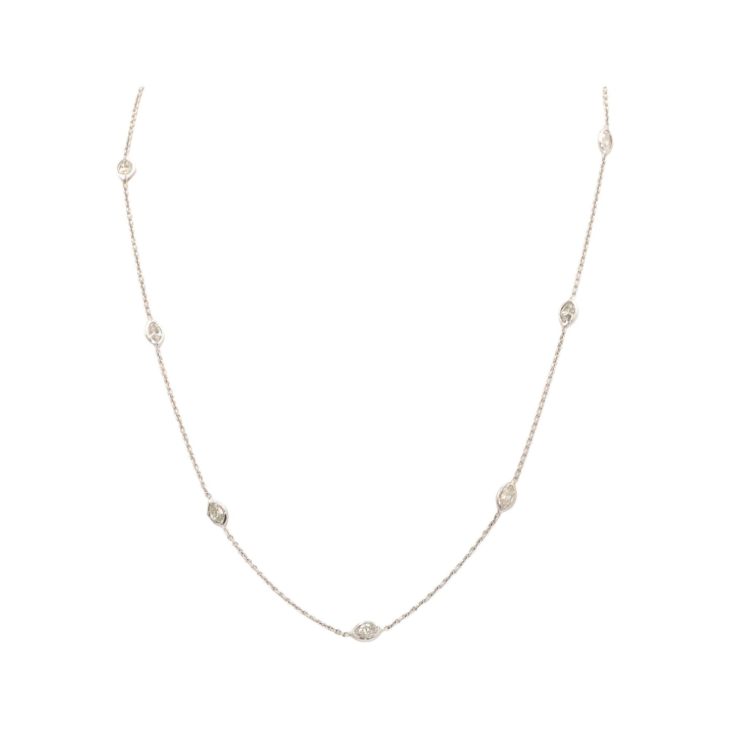 18k & 14kt White Gold 1.43CT Diamond By The Yard Chain Necklace