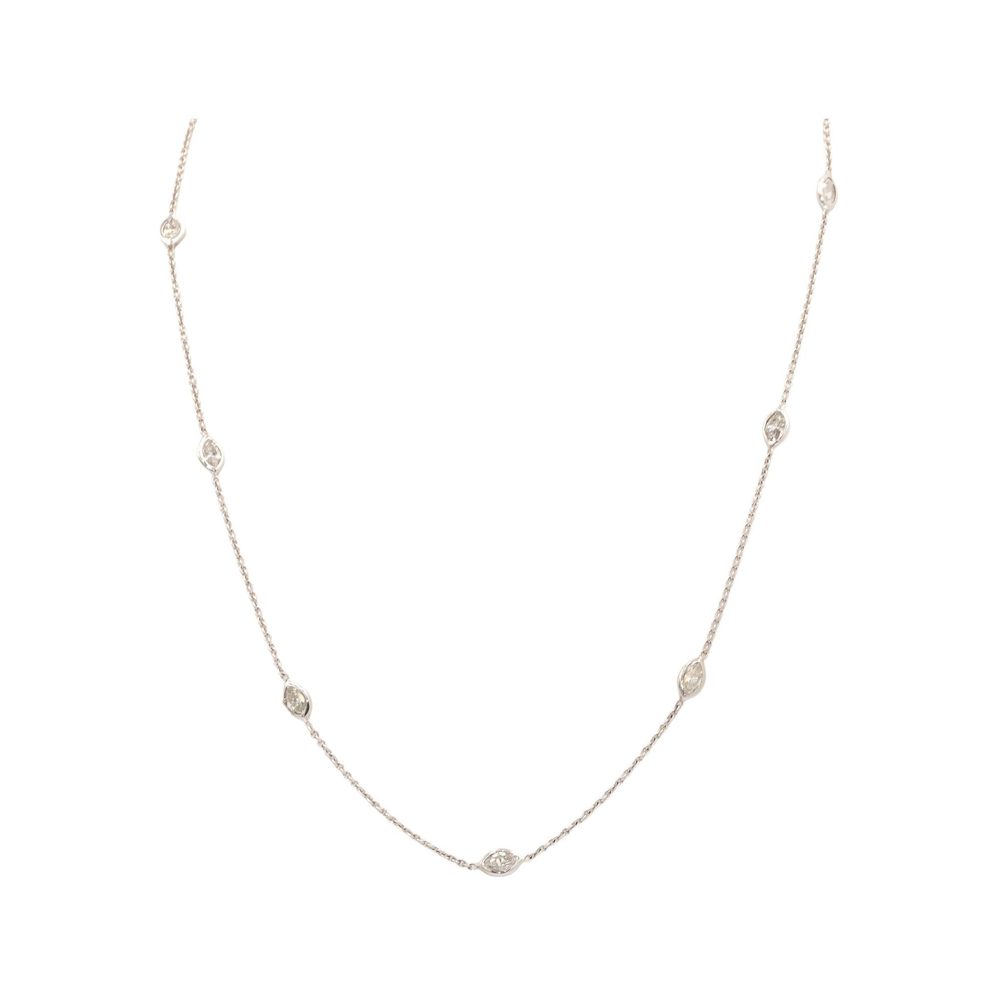 18k & 14kt White Gold 1.43CT Diamond By The Yard Chain Necklace