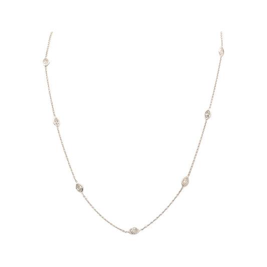 18k & 14kt White Gold 1.43CT Diamond By The Yard Chain Necklace