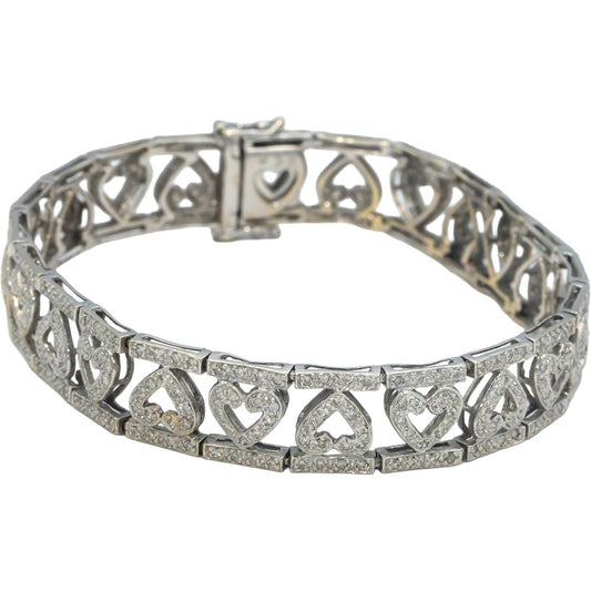 18k White Gold Jewelry Round Diamond Heart Bracelet 1.92CT