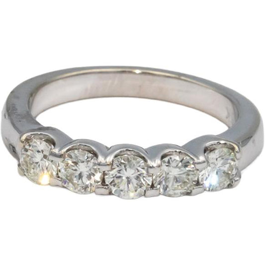 18k White Gold 1.01CT Diamond Five Stone Anniversary Band Ring Size 6.5
