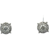 14k White Gold Round Diamond Cluster Stud Earrings 1.0CT