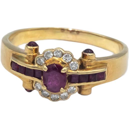 14k Yellow Gold 0.45CT Diamond and Ruby Cocktail Ring Size 8.5