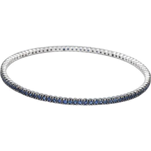 18k White Gold 3.0CT Round Cut Blue Sapphire Stackable Bangle Bracelet