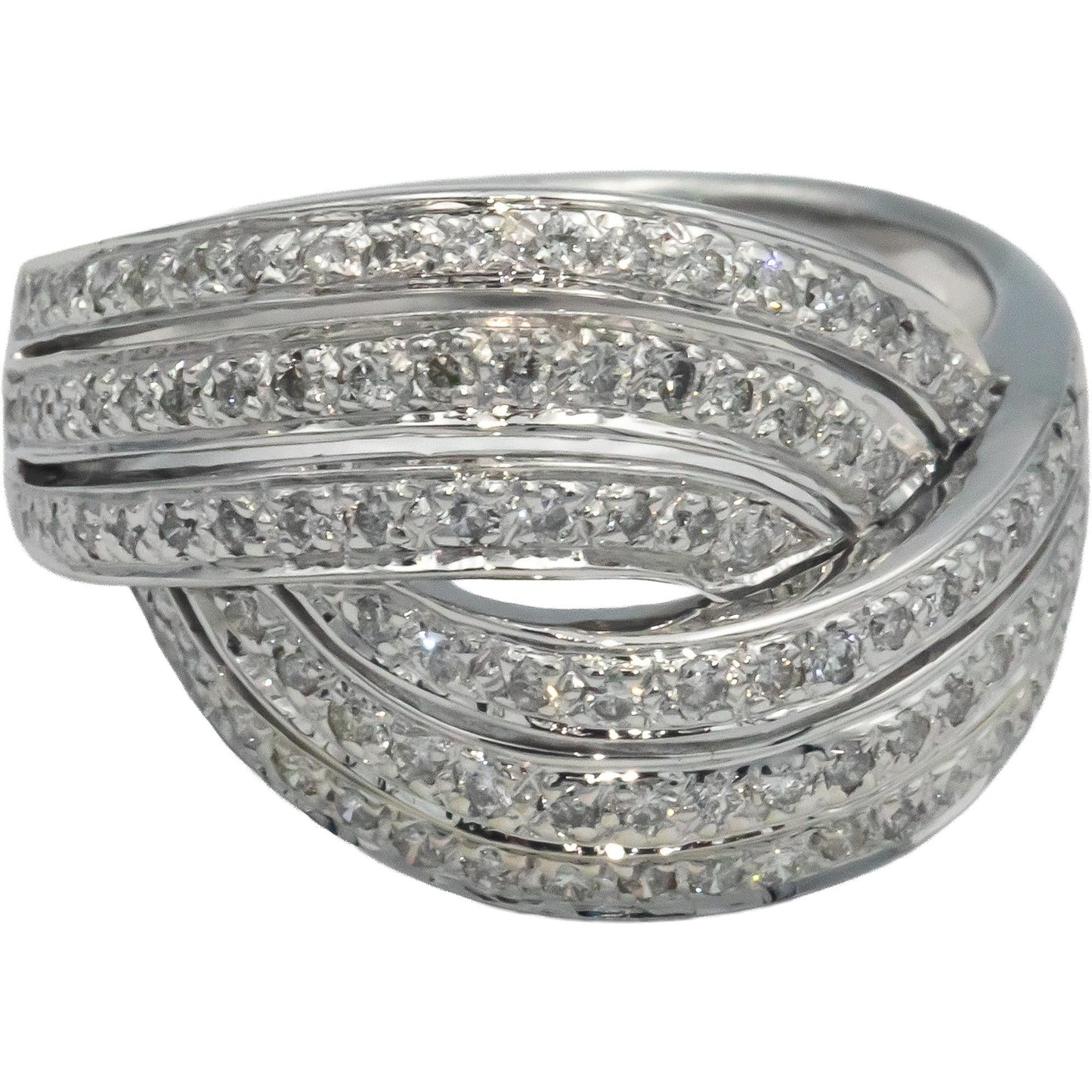 KALATI 18k White Gold 0.50CT Diamond Multi-Band Crossover Style Ring Size 8.5