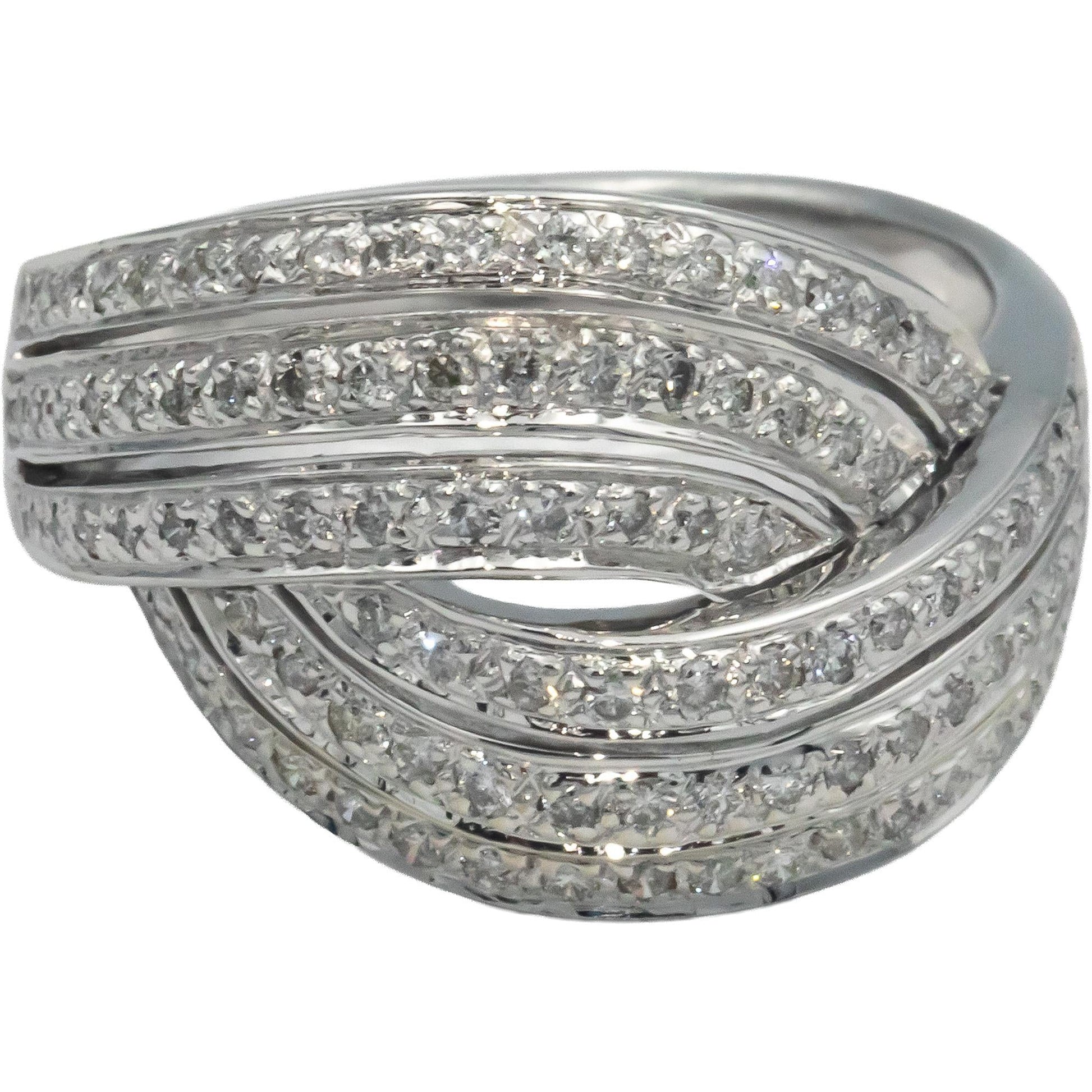 KALATI 18k White Gold 0.50CT Diamond Multi-Band Crossover Style Ring Size 8.5