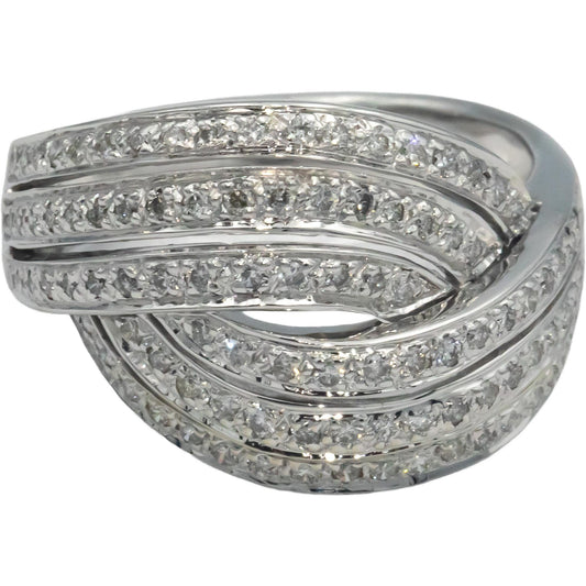 KALATI 18k White Gold 0.50CT Diamond Multi-Band Crossover Style Ring Size 8.5