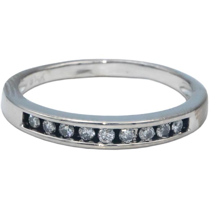 14k White Gold Round Channel Set Diamond Band Ring 0.16CT Size 8.5