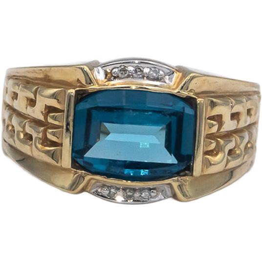 10k Yellow Gold Diamond and Topaz Men's Ring 2.03CT Size 10.25