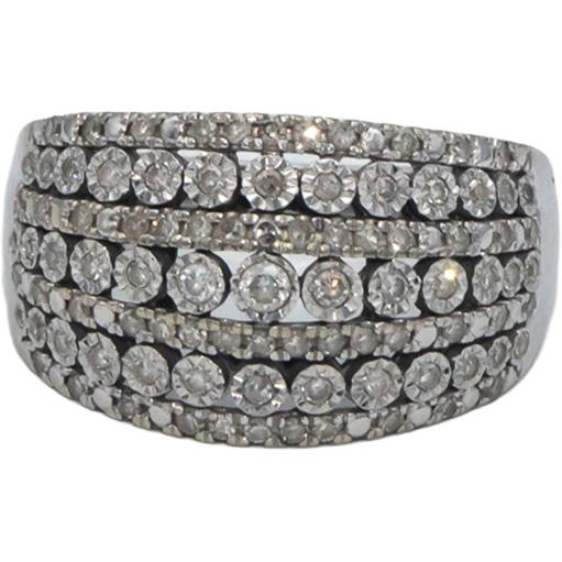 10k White Gold 0.50CT Round Cut Diamond Wide Band Ring Size 7