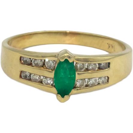 14k Yellow Gold 0.50CT Diamond and Emerald Ring Size 6.25
