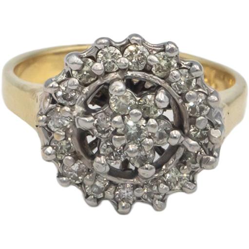14k Yellow and White Gold 0.65CT Round Cut Diamond Ring Size 6.75