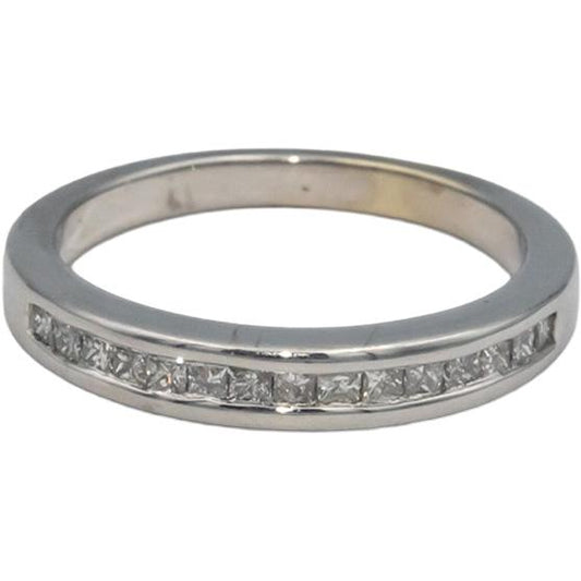 14k White Gold Jewelry 0.45CT Princess Cut Band Ring Size 7