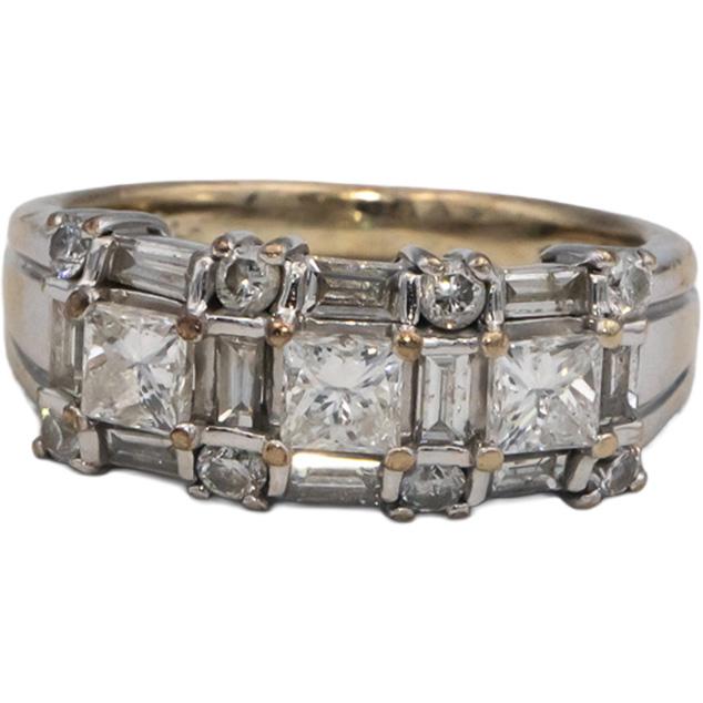 14k White & Yellow Gold 1.30CT VS Diamond Anniversary Band Ring Size 4